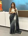 DAC Tassles Designer Chinon Silk Party Wear Readymade Sarees Wholesale Market In Surat